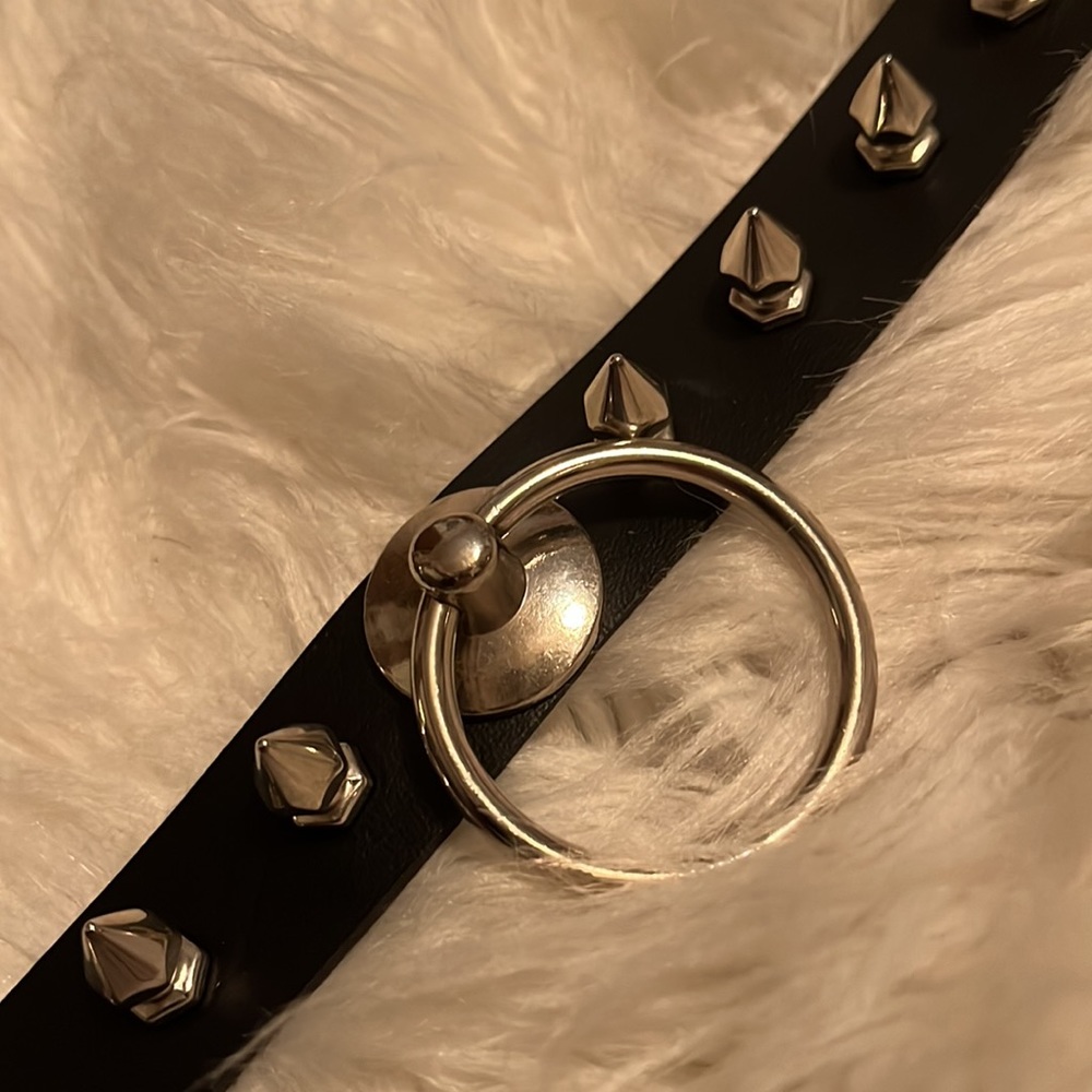 Black Ring Spike Choker Collar Necklace